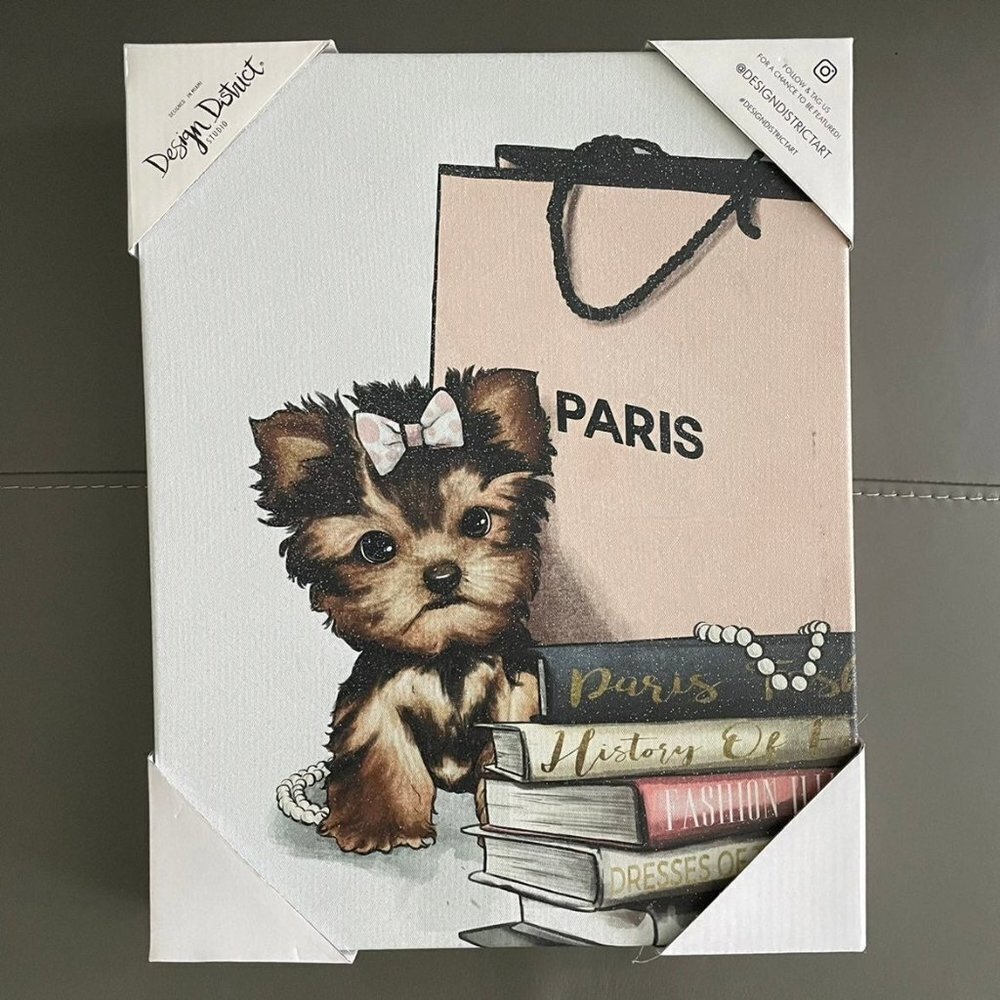Design District Fashion Book Yorkie Glam Wall Art